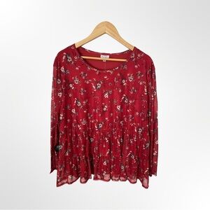 Love, Fire Women's Plus Size Long Sleeve Mesh Babydoll Boho Blouse NWT Size 3X